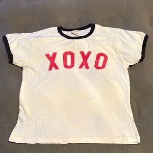 XOXO Women's White and Pink Short Sleeve Tee